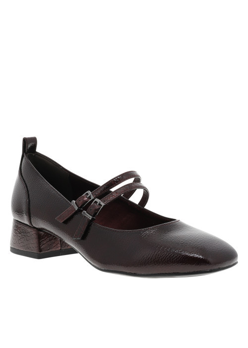 Ballerines bordeaux à talon décroché moyen et une fermeture à boucle