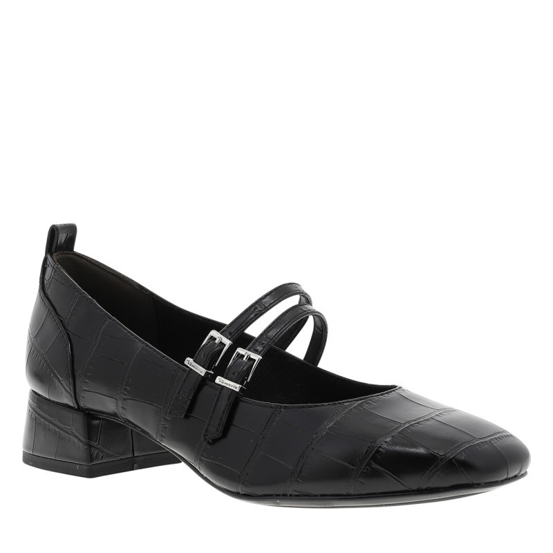 Tamaris - Ballerines Noires Vernies à Talon Décroché Moyen Et Une Fermeture à Boucle - Noir Tamaris - Ballerines Noires Vernies à Talon Décroché Moyen Et Une Fermeture à Boucle - Noir