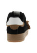 Thumbnail Tennis en cuir noirs avec un talon plat et munis de lacets blancs et marron - Image 4