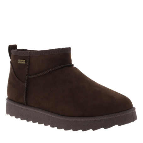 Boots chocolat à talon plat avec un intérieur...