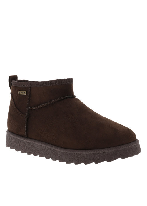 Boots chocolat à talon plat avec un intérieur...