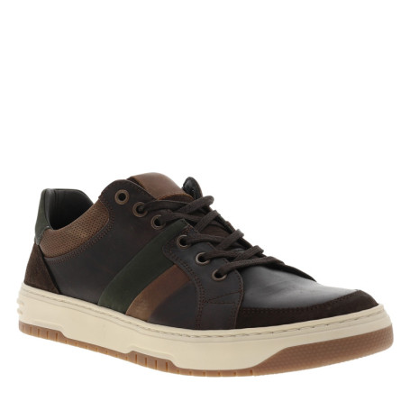 Tennis en cuir chocolat avec un talon plat et...