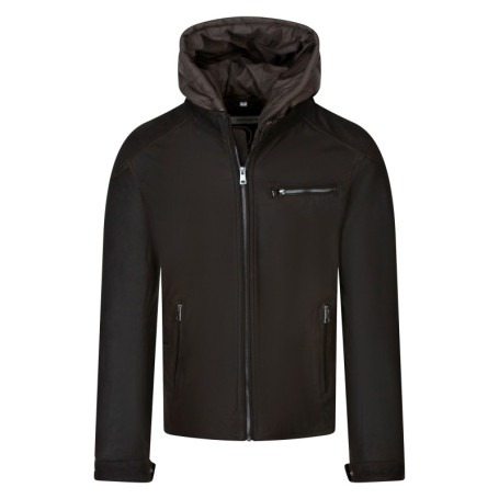 Blouson en cuir de buffle marron uni avec une...