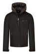 Thumbnail Blouson en cuir de buffle marron uni avec une coupe droite et un col à capuche