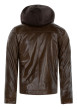 Thumbnail Blouson en cuir de buffle marron uni avec une coupe droite et un col à capuche - Image 2