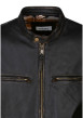 Thumbnail Blouson en cuir noir uni avec une coupe droite et un col motard - Image 3