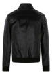 Thumbnail Blouson en cuir de mouton noir uni avec une coupe droite et un col boutonné - Image 2