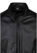 Thumbnail Blouson en cuir de mouton noir uni avec une coupe droite et un col boutonné - Image 3