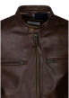 Thumbnail Blouson en cuir marron uni avec une coupe droite et un col motard - Image 3