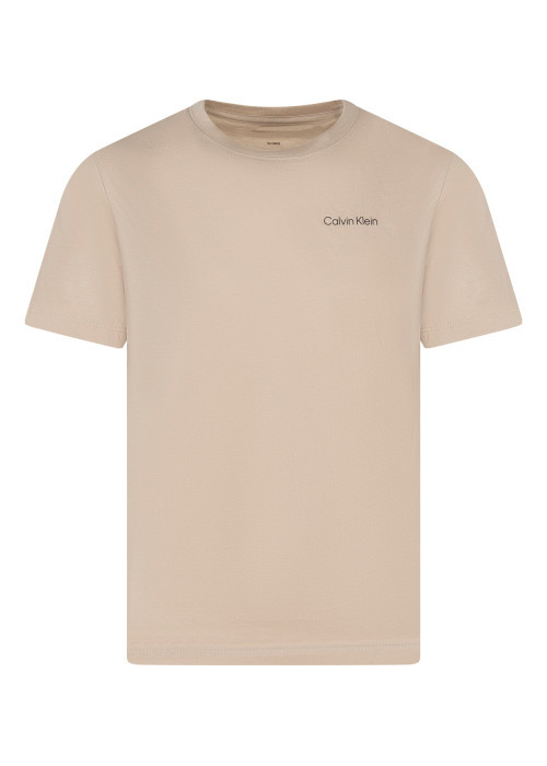 T-shirt en coton beige uni avec une coupe...