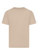 Thumbnail T-shirt en coton beige uni avec une coupe droite et un col rond - Image 2