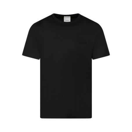 T-shirt en coton noir uni avec une coupe droite...