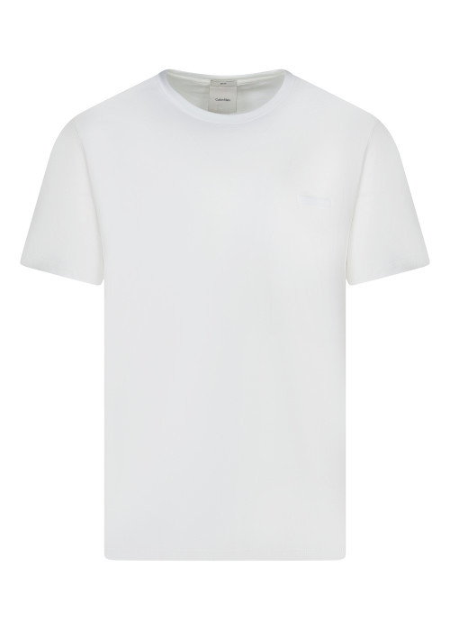 T-shirt en coton blanc uni avec une coupe droite et un col rond