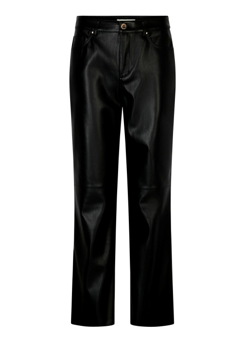 Pantalon noir uni avec une coupe bootcut muni d'un zip et d'un bouton