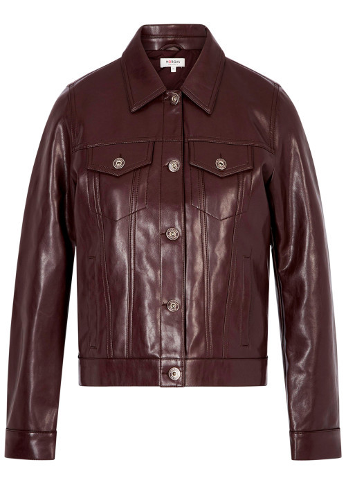 Blouson bordeaux uni avec une coupe droite et...