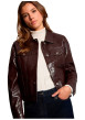Thumbnail Blouson bordeaux uni avec une coupe droite et un col à revers - Image 4