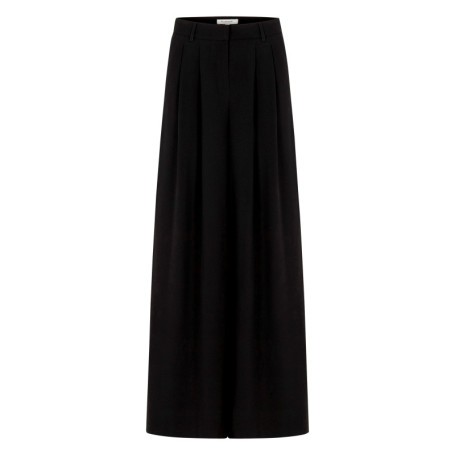 Pantalon noir uni avec une coupe large muni...
