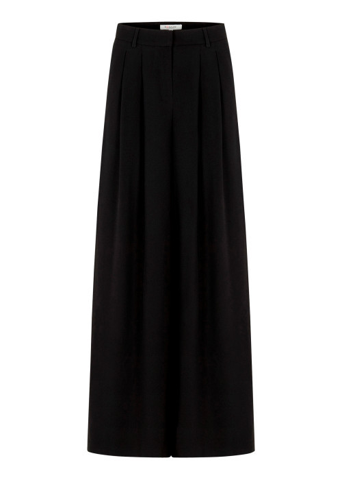 Pantalon noir uni avec une coupe large muni...