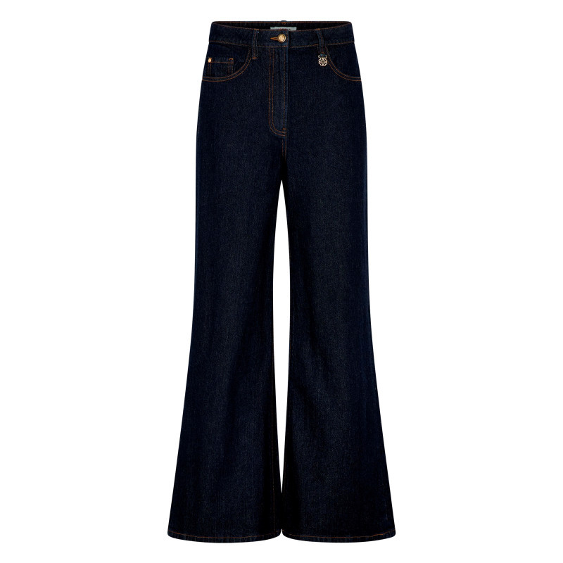 Morgan - Jean En Coton Indigo Avec Une Coupe Bootcut Muni D'un Zip Et D'un Bouton - Bleu Foncé Morgan - Jean En Coton Indigo Avec Une Coupe Bootcut Muni D'un Zip Et D'un Bouton - Bleu Foncé