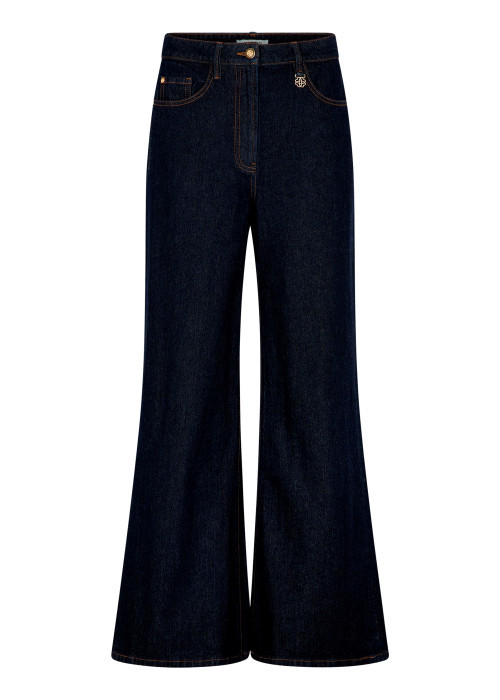 Jean en coton indigo avec une coupe bootcut...