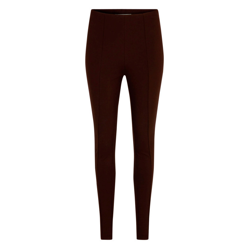 Morgan - Pantalon Chocolat Uni Avec Une Coupe Slim Muni D'une Taille élastiquée - Marron