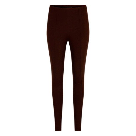 Pantalon chocolat uni avec une coupe slim muni...