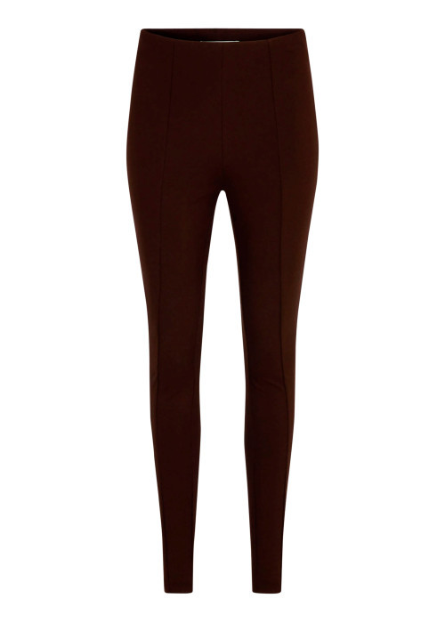 Pantalon chocolat uni avec une coupe slim muni...
