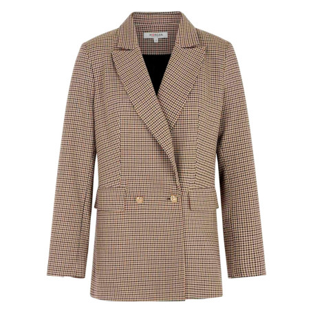 Blazer marron à motif pied-de-poule avec une...