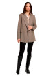 Thumbnail Blazer marron à motif pied-de-poule avec une coupe droite et un col à revers - Image 2