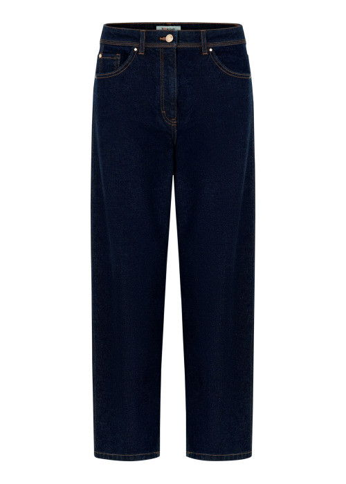 Jean en coton brut avec une coupe droite muni d'un zip et d'un bouton