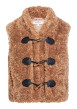 Thumbnail Blouson taupe uni sans manche avec une coupe droite et un col rond