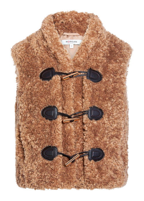 Blouson taupe uni sans manche avec une coupe...