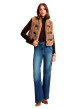 Thumbnail Blouson taupe uni sans manche avec une coupe droite et un col rond - Image 2