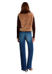 Thumbnail Blouson taupe uni sans manche avec une coupe droite et un col rond - Image 3