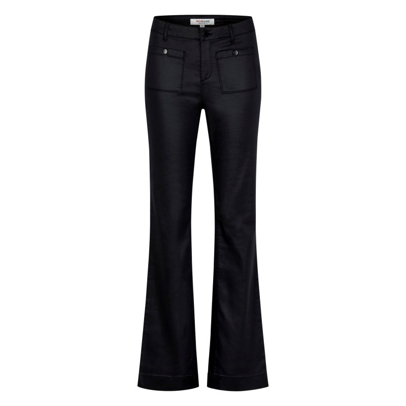 Morgan - Pantalon Noir Uni Avec Une Coupe Bootcut Muni D'un Zip Et D'un Bouton - Noir Morgan - Pantalon Noir Uni Avec Une Coupe Bootcut Muni D'un Zip Et D'un Bouton - Noir