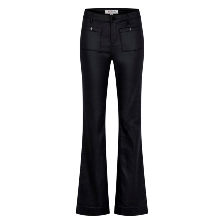 Pantalon noir uni avec une coupe bootcut muni...