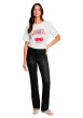 Thumbnail Pantalon noir uni avec une coupe bootcut muni d'un zip et d'un bouton - Image 2