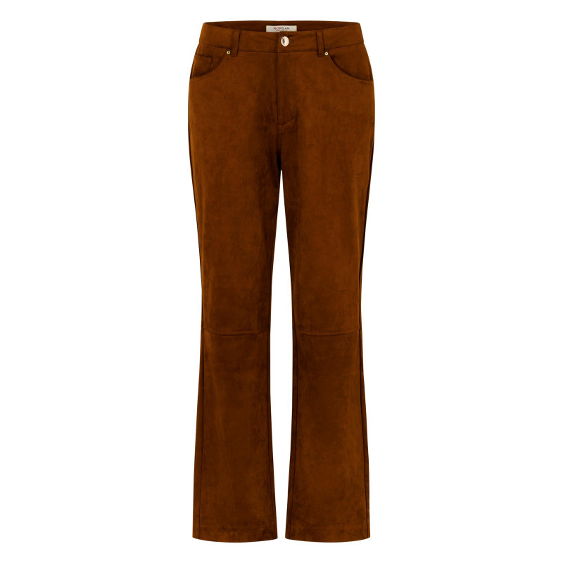 Morgan - Pantalon Marron Uni Avec Une Coupe Bootcut Muni D'un Zip Et D'un Bouton - Marron Morgan - Pantalon Marron Uni Avec Une Coupe Bootcut Muni D'un Zip Et D'un Bouton - Marron