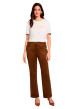 Thumbnail Pantalon marron uni avec une coupe bootcut muni d'un zip et d'un bouton - Image 2