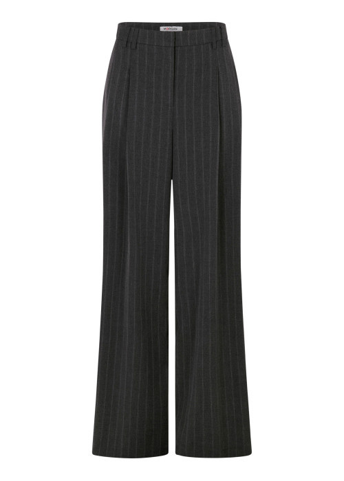Pantalon gris à rayures avec une coupe bootcut muni d'un zip et d'une agrafe