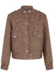 Thumbnail Blouson camel à motif pied-de-poule avec une coupe droite et un col montant