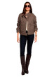 Thumbnail Blouson camel à motif pied-de-poule avec une coupe droite et un col montant - Image 2