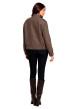 Thumbnail Blouson camel à motif pied-de-poule avec une coupe droite et un col montant - Image 3
