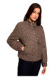 Thumbnail Blouson camel à motif pied-de-poule avec une coupe droite et un col montant - Image 4