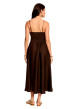 Thumbnail Robe longue marron unie avec une coupe cintrée et un col V - Image 3