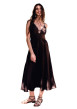 Thumbnail Robe longue marron unie avec une coupe cintrée et un col V - Image 6