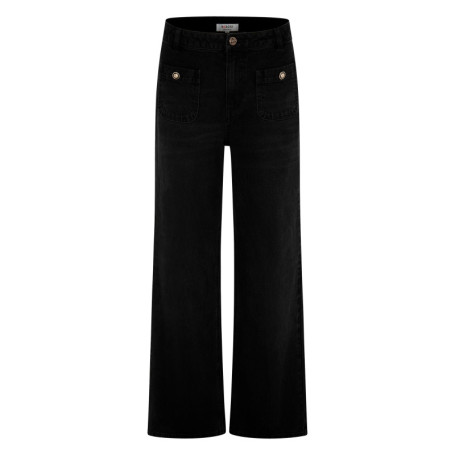 Jean en coton noir avec une coupe bootcut muni...