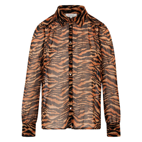 Chemisier chocolat à motif animalier avec une...