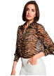 Thumbnail Chemisier chocolat à motif animalier avec une coupe droite et un col à revers - Image 4