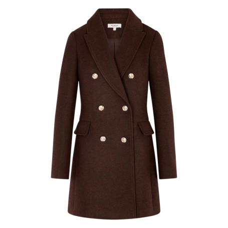 Manteau marron uni avec une coupe droite et un...